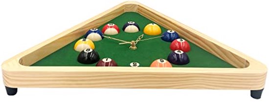 Driehoekige Biljartklok - 35 cm Wandklok met Massief Houten Frame voor Speelkamers en Bars — afbeelding 5