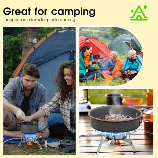 3500W Camping Stove - Vouwbare Gas - Windbescherming - Piezo-elektrische Branderset met Adapter voor Hiking - Camping - Picknick - Trekking - Buitenactiviteiten — afbeelding 3