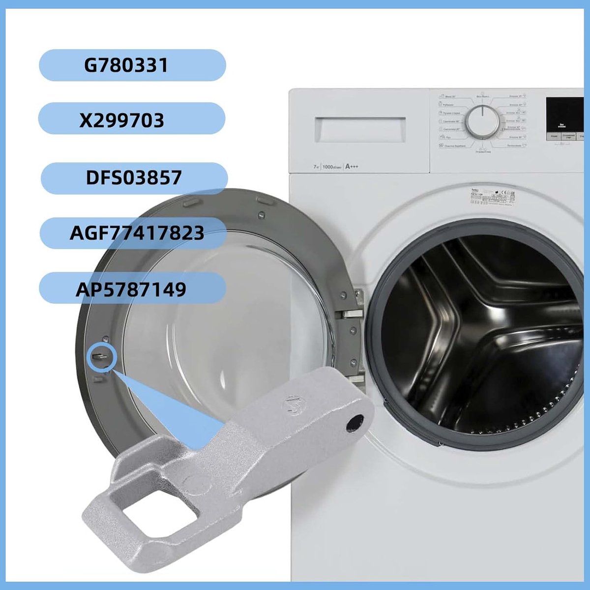 Wasmachineslot - deurhaak - slot voor wasmachine - deurscharnier voor LG - MFG63099101 thumbnail 2