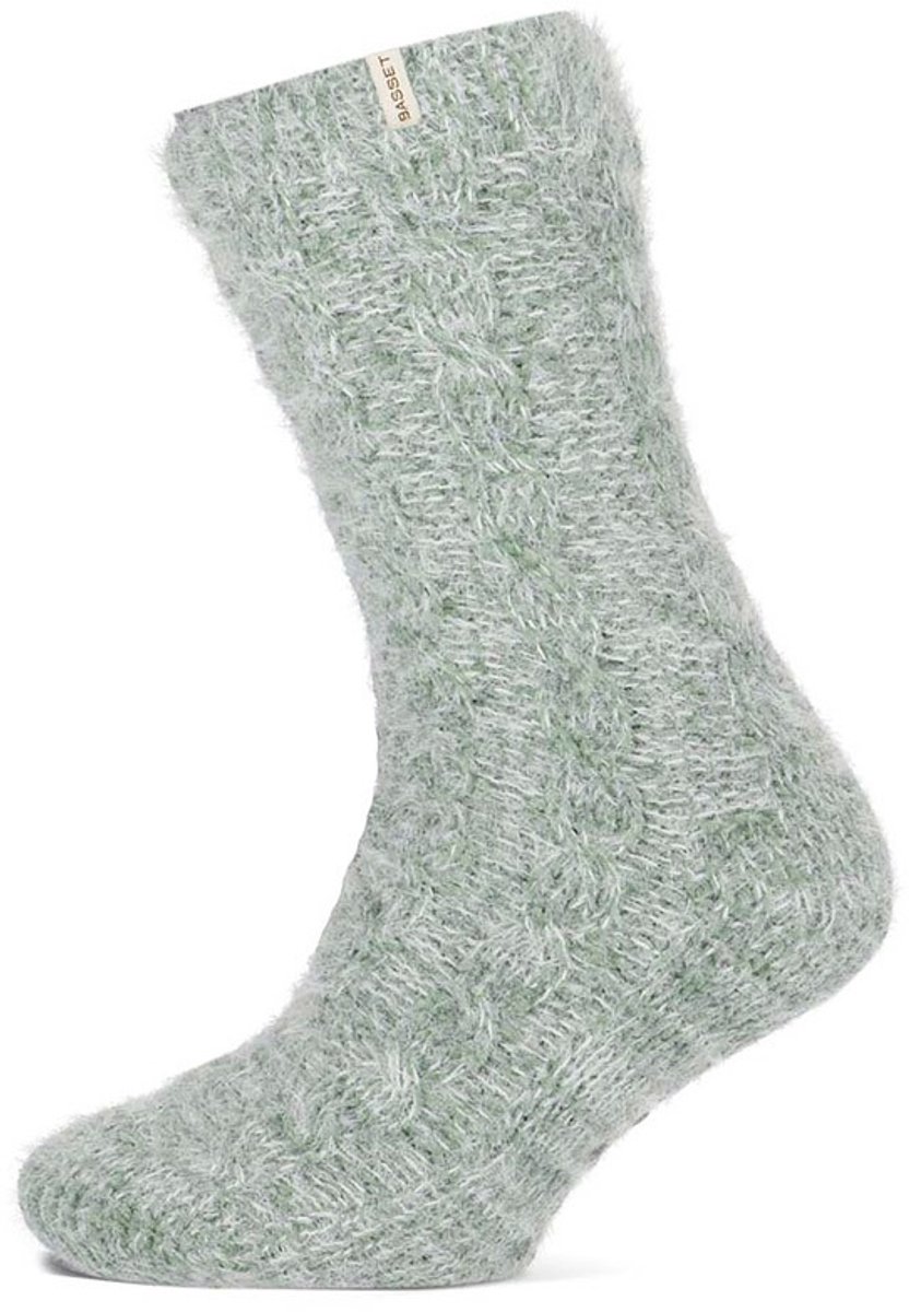Basset dames huissokken chenille hairy groen