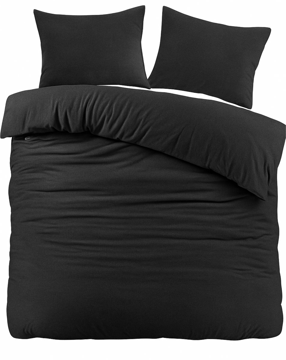 Ten Cate Flanellen Dekbedovertrek 200x200/220 - Tweepersoons - Zacht - Antraciet