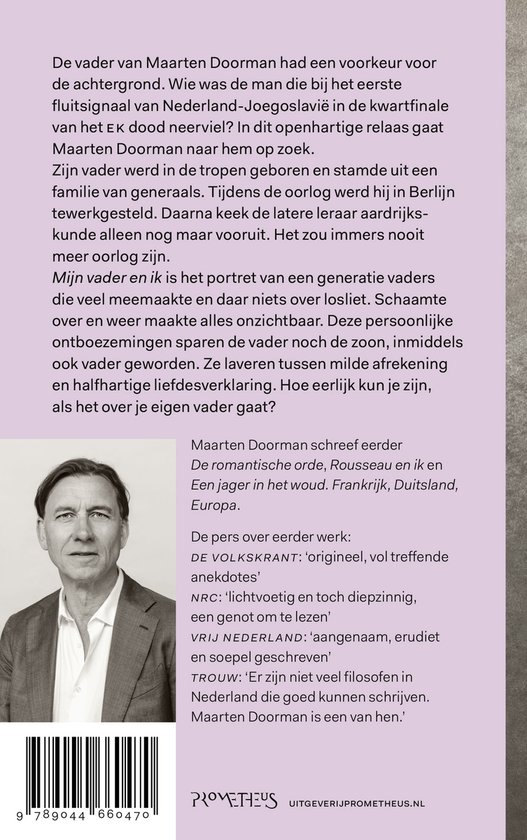 Boek kaft met portret van Maarten Doorman, met de titel Mijn vader en ik.