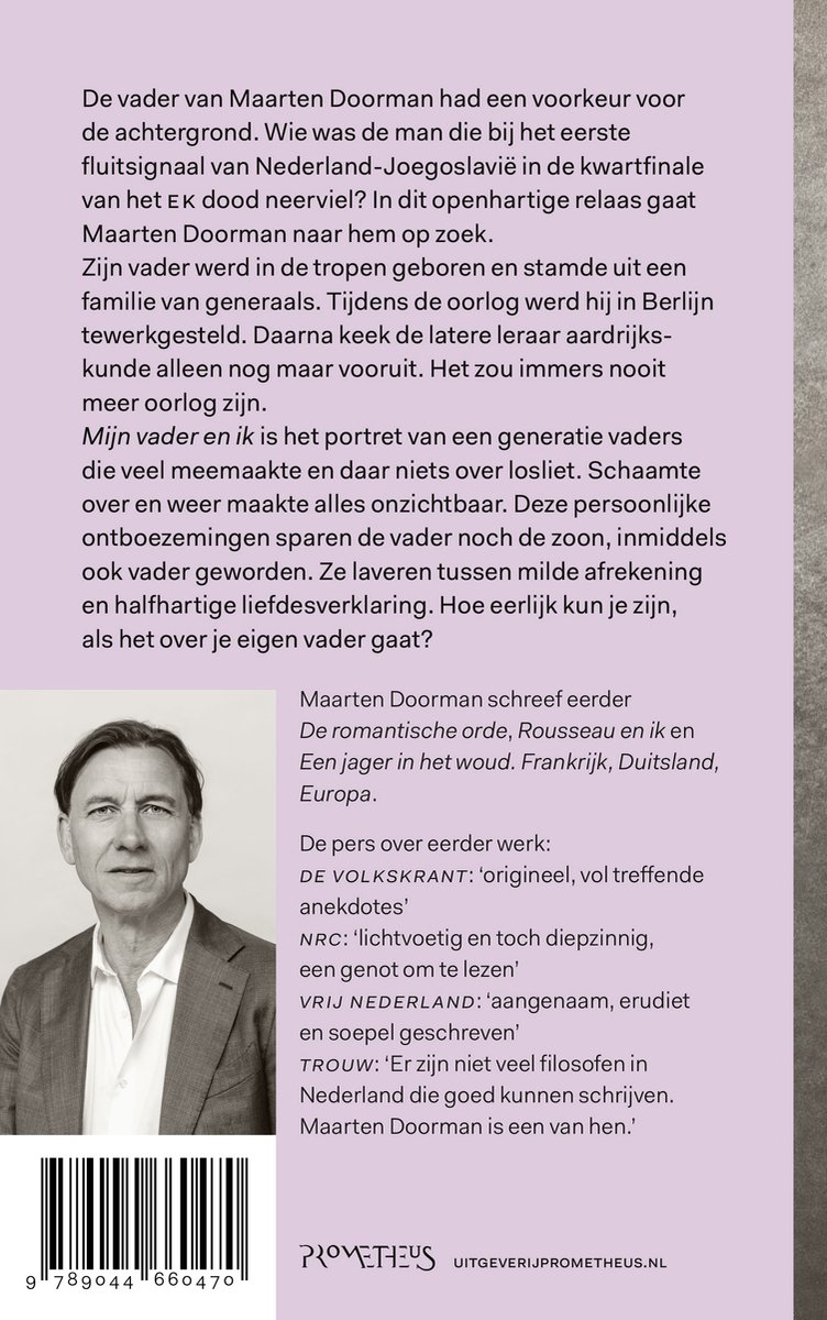 Boek kaft met portret van Maarten Doorman, met de titel Mijn vader en ik.