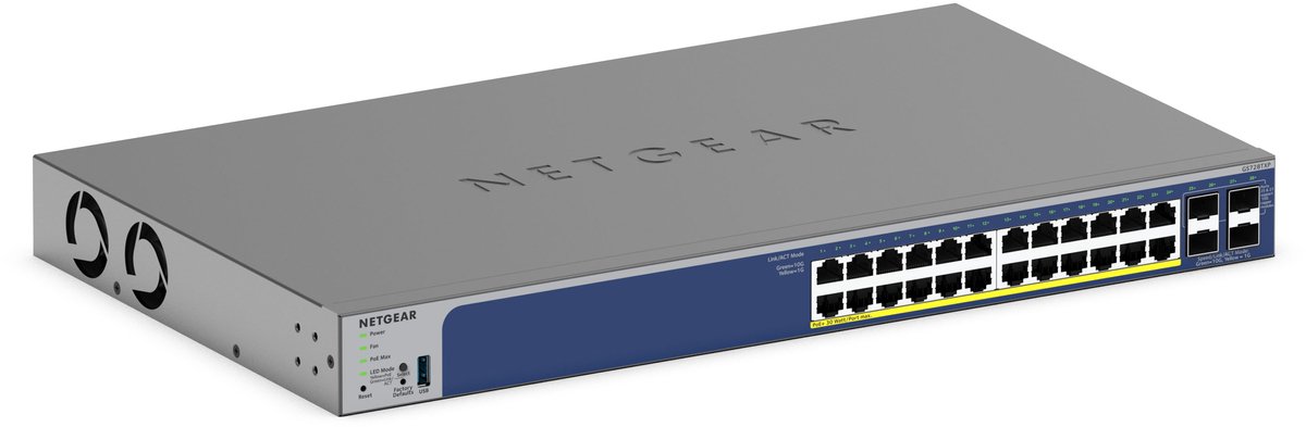 NETGEAR GS728TXP - Netwerk Switch - Smart Managed - 1Gbps - 10 Gpps Uplink - PoE switch - 24 poorten