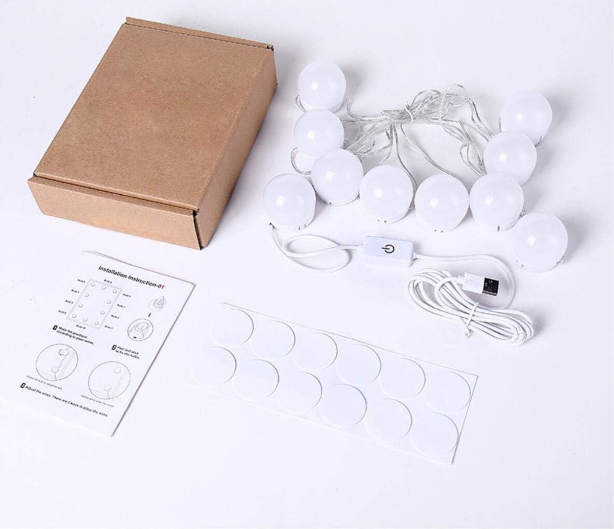 Led spiegel licht, Hollywood-stijl 10 dimbare make-up lamp 6000K make-uplicht, kaptafellicht, make-uplicht, spiegellamp voor make-upspiegel, kaptafel/badkamer (Modus wit licht)