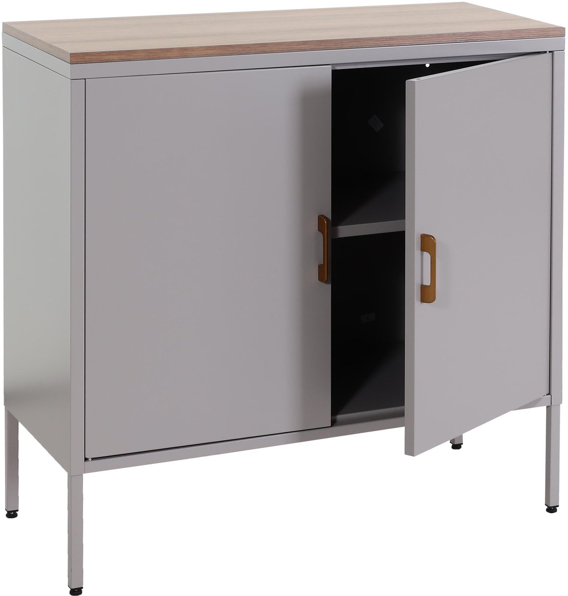 Ladekast MCW-L84, buffetkast dressoir, 2 deuren metaal 90x90x40cm, gemelamineerd ~ grijs