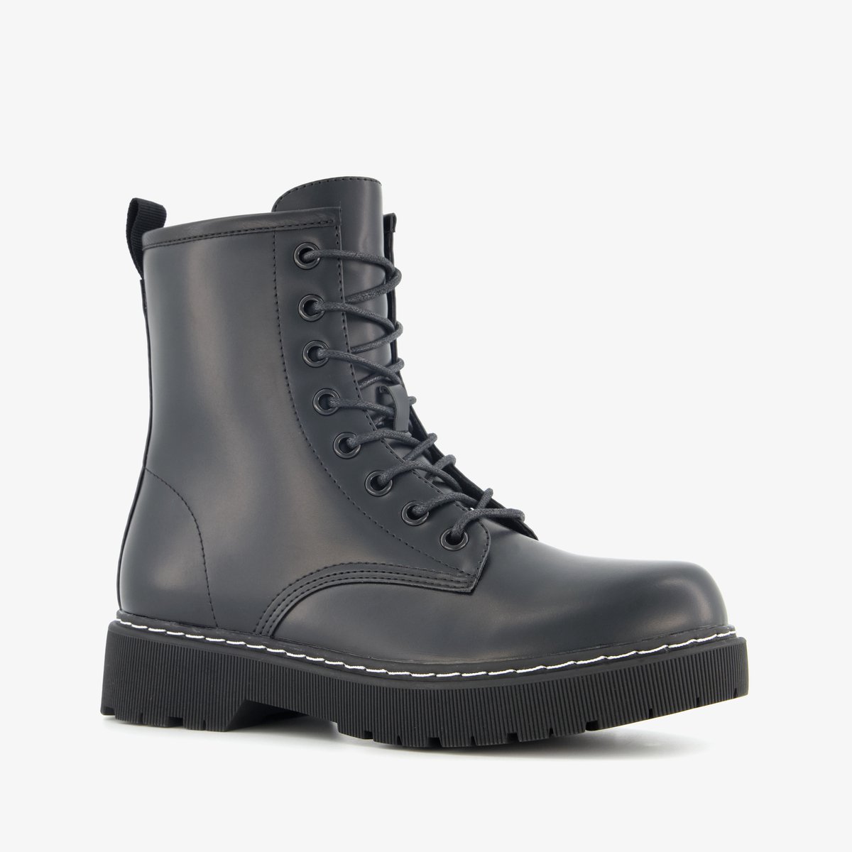 Blue Box dames veterboots zwart - Maat 42 - Uitneembare zool