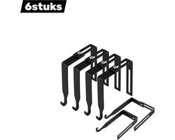 6 Stuks - metaal haak - kantoorscheiding haak - whiteboard haak - Verstelbare Paneelhaken - Zwarte
