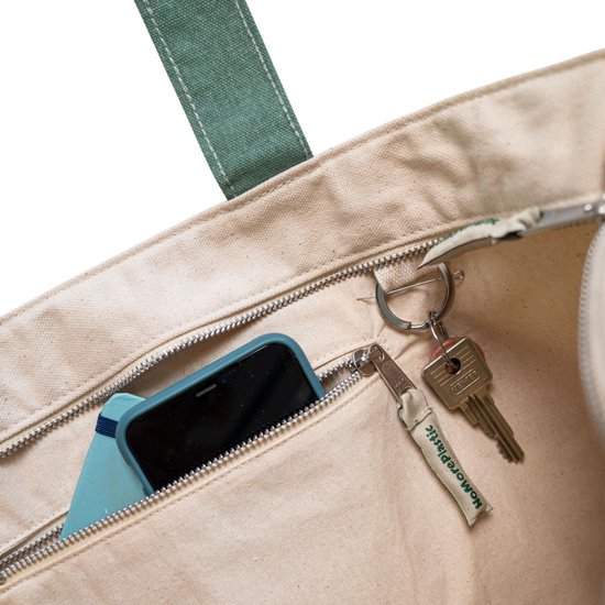 Sac durable de NoMorePlastic - Amazon Green - Collection Automne Hiver - Shopper avec fermeture éclair - Sac de plage avec fermeture éclair - Sac avec fermeture éclair - Fabriqué en coton recyclé - Soutenez une bonne cause avec votre achat