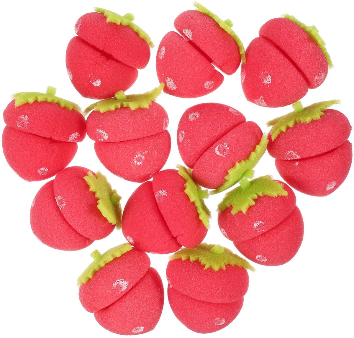 Krultang voor dames, 12 stuks, met sponsballen, spons, aardbeien, krultangen, schuim, vrouwen, haarbedels, haarsieraden, spons voor krultang, rood