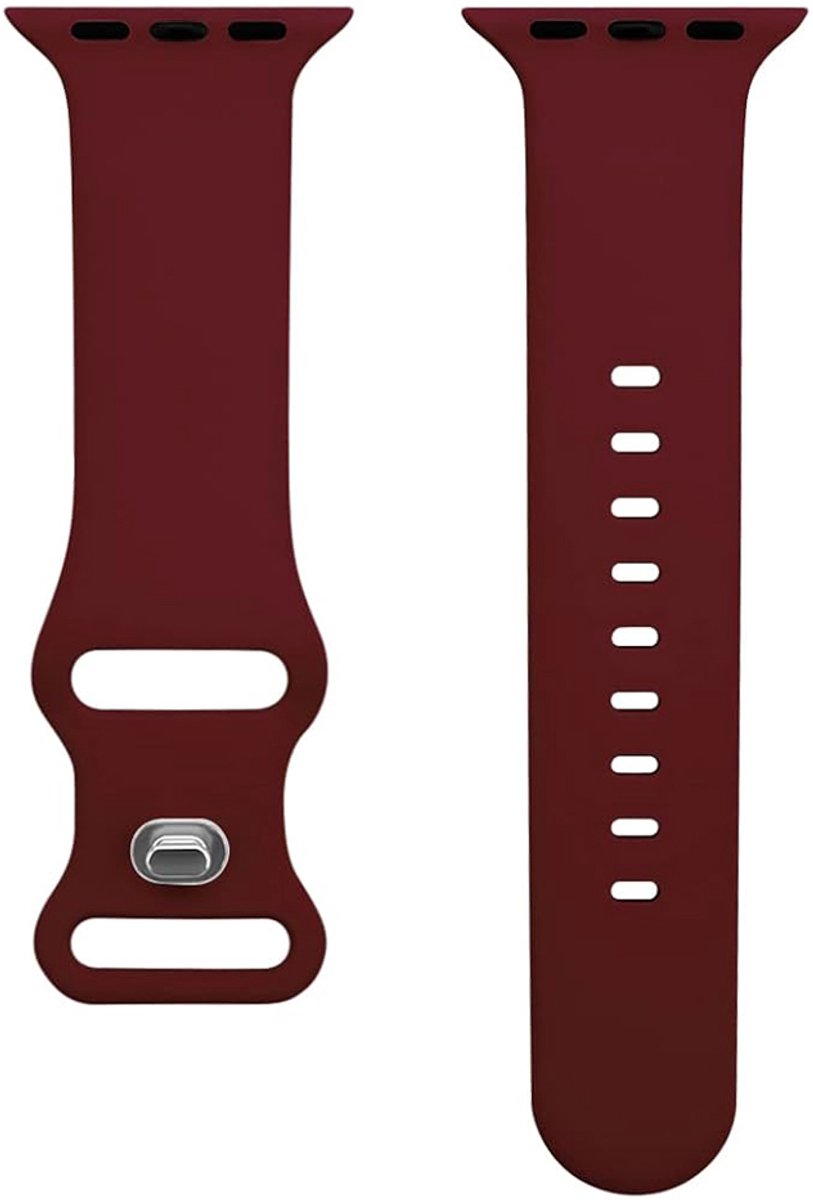 Horlogebandje voor "Dames" Apple Watch Series 1/2/3/4/5/6/7/8/9/10/SE - Maat: 38 mm/40 mm/41 mm/42 mm - Bordeauxrood Rubber