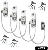 4 stuks Raamslot - Veiligheidsslot metaal - Kinderslot Raam Slot - Raambeveiliging Kind - Raambegrenzer - Window Lock - Valbeveiliging - valbeveiliging - raambegrenzer sloten - kind baby veiligheid raamsloten - met schroeven sleutels - wit