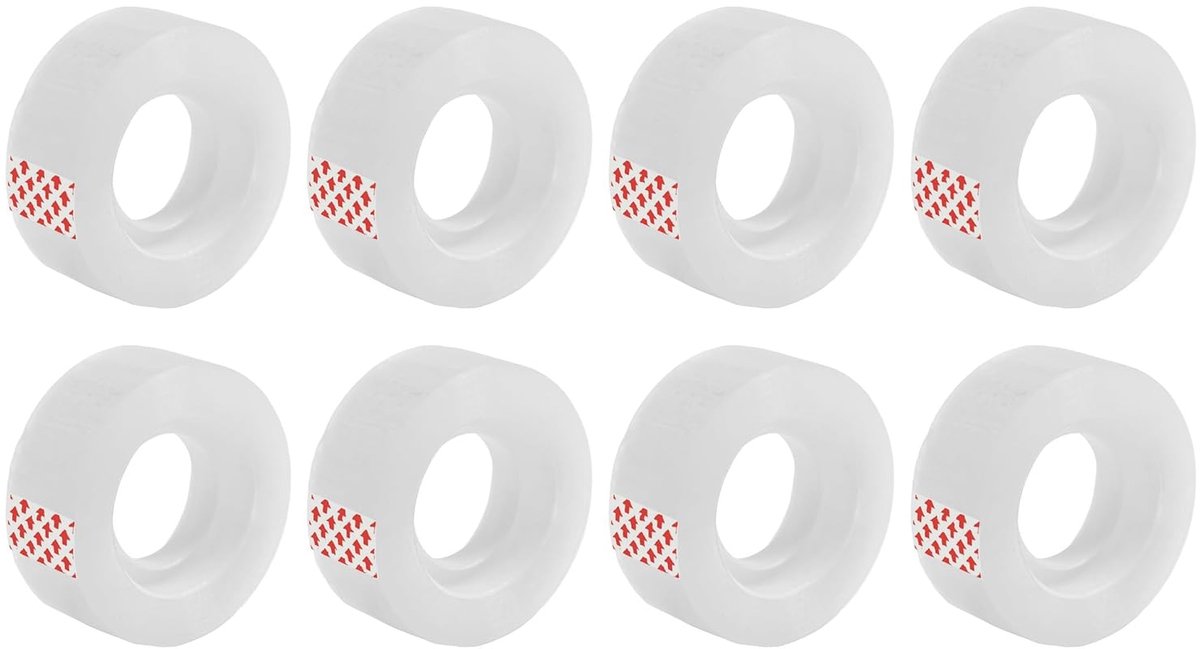 Transparante kantoortape - Sterke hechting - 8 rollen- 18 mm x 12 m