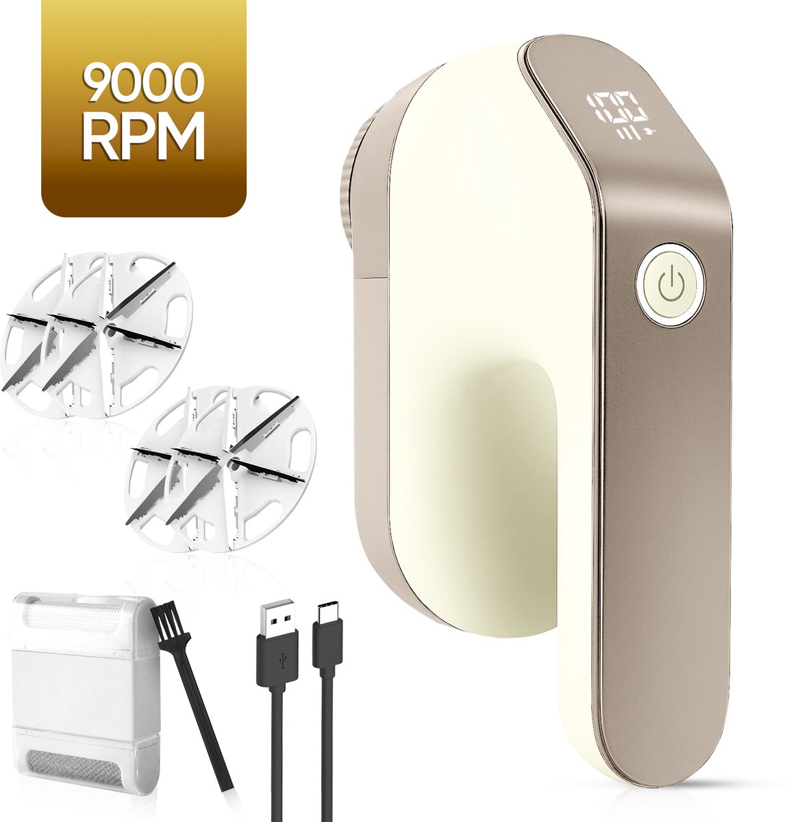 Bol.com MostEssential Premium Elektrische Pluizenverwijderaar FL777 – Pluizentondeuse - USB-C Snellaadfunctie - Draadloos - 2000... aanbieding