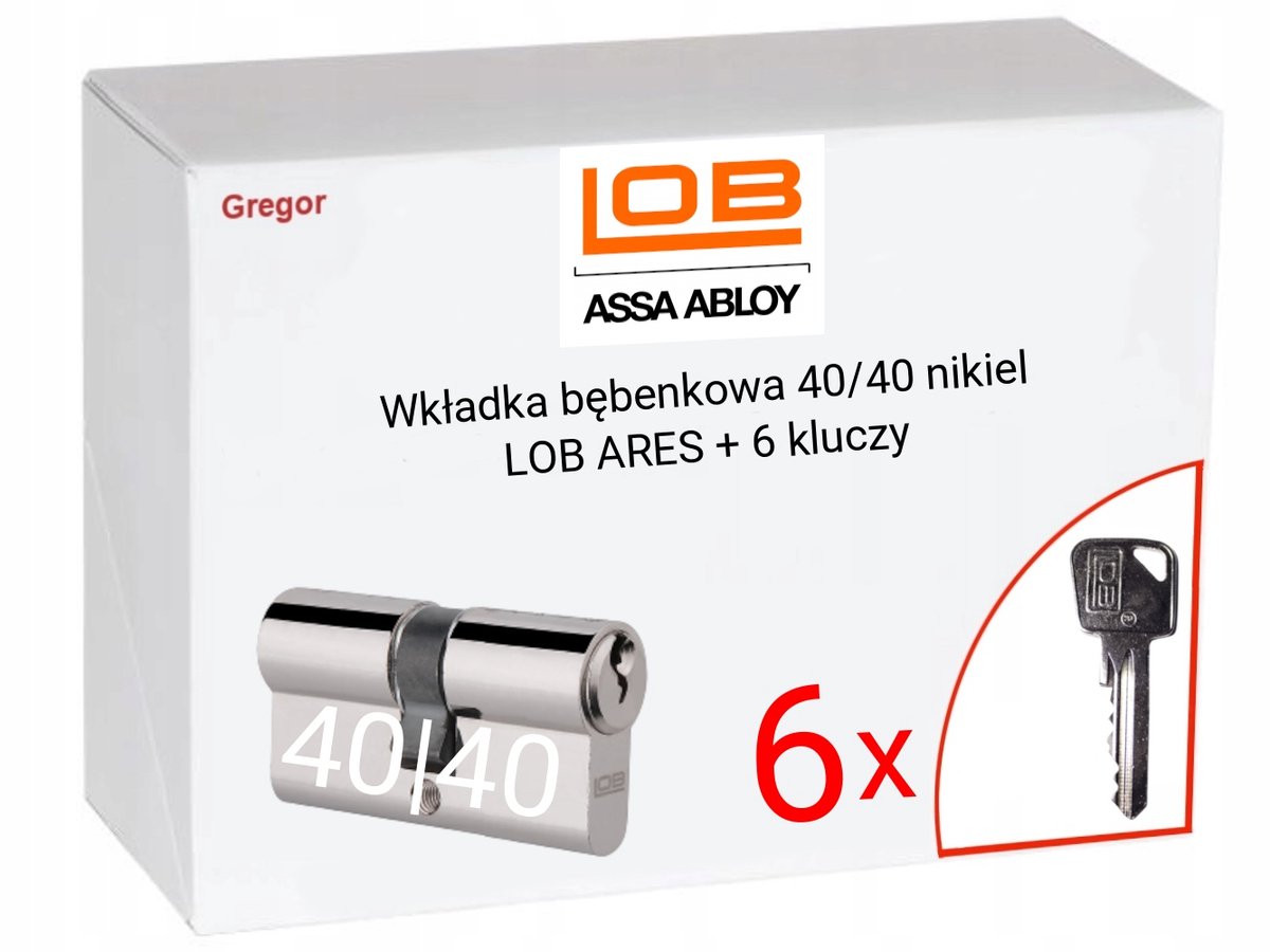 LOB Ares Cilinder 40/40 Nikkel Satijn met 6 Sleutels