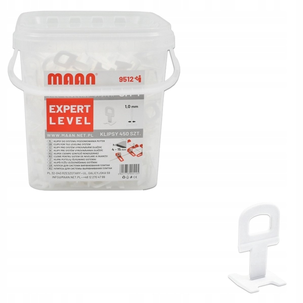 450x Tegel Leveling Clips 4-15mm Voeg 1mm - EXPERT LEVEL