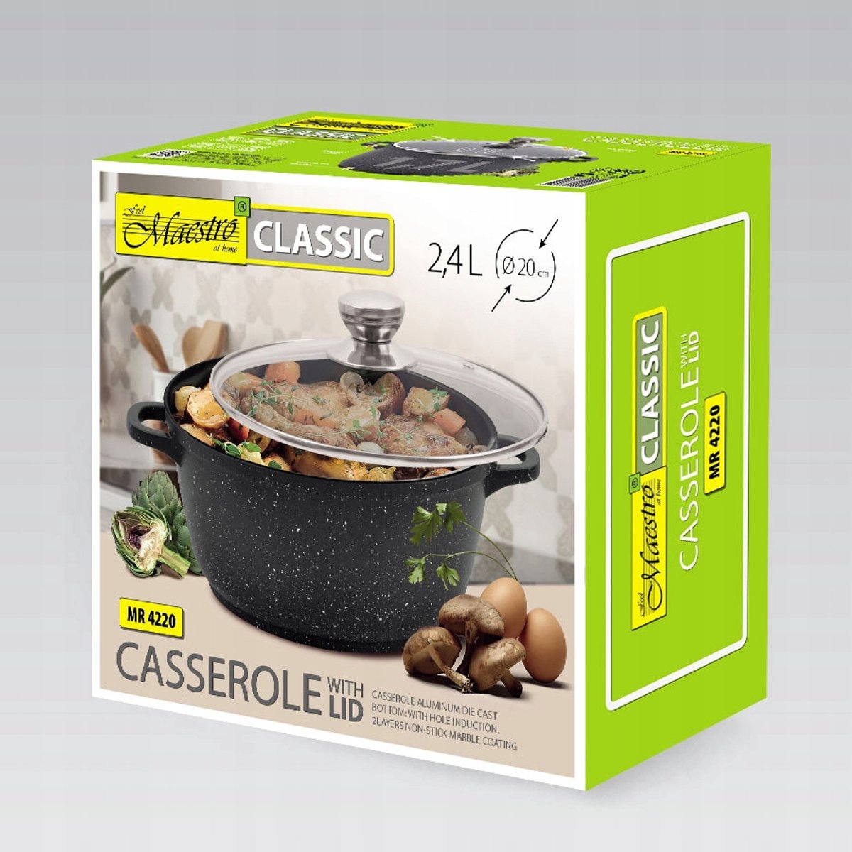 Maestro Kookpan met Deksel 20 cm - 2.4 L - Antiaanbaklaag