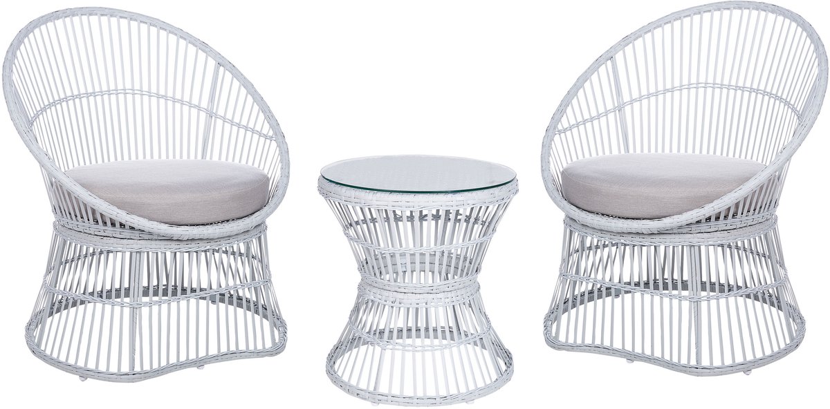 Bol.com BELIANI MESYNA - Bistro set - Wit - Rotan aanbieding