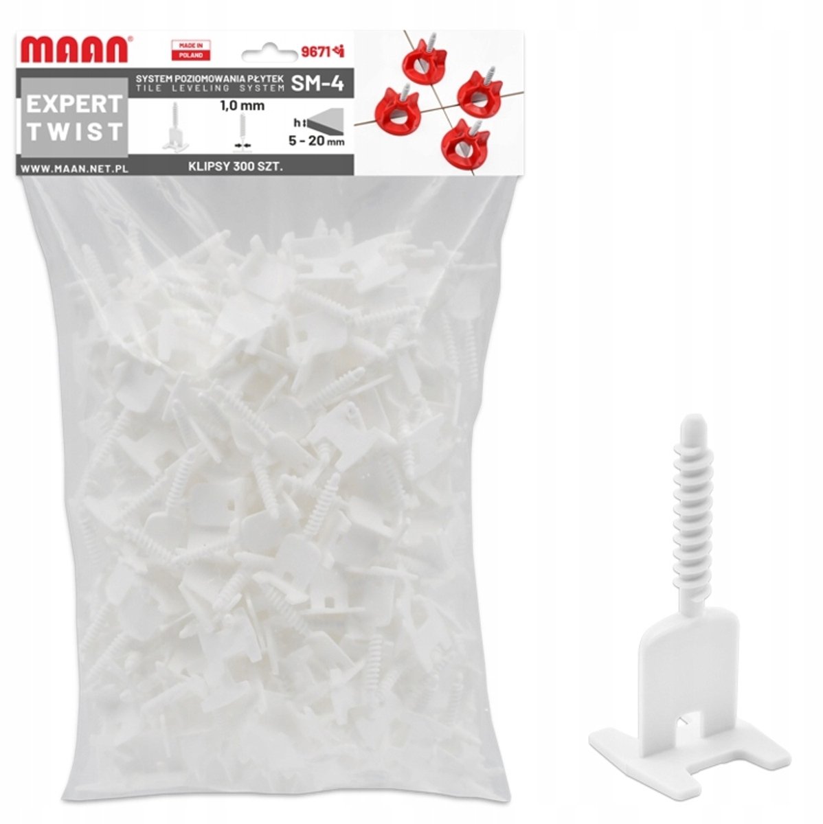 Maan SM-4 Expert Twist Tegel Leveling Systeem - 300 Clips, 1mm Voeg
