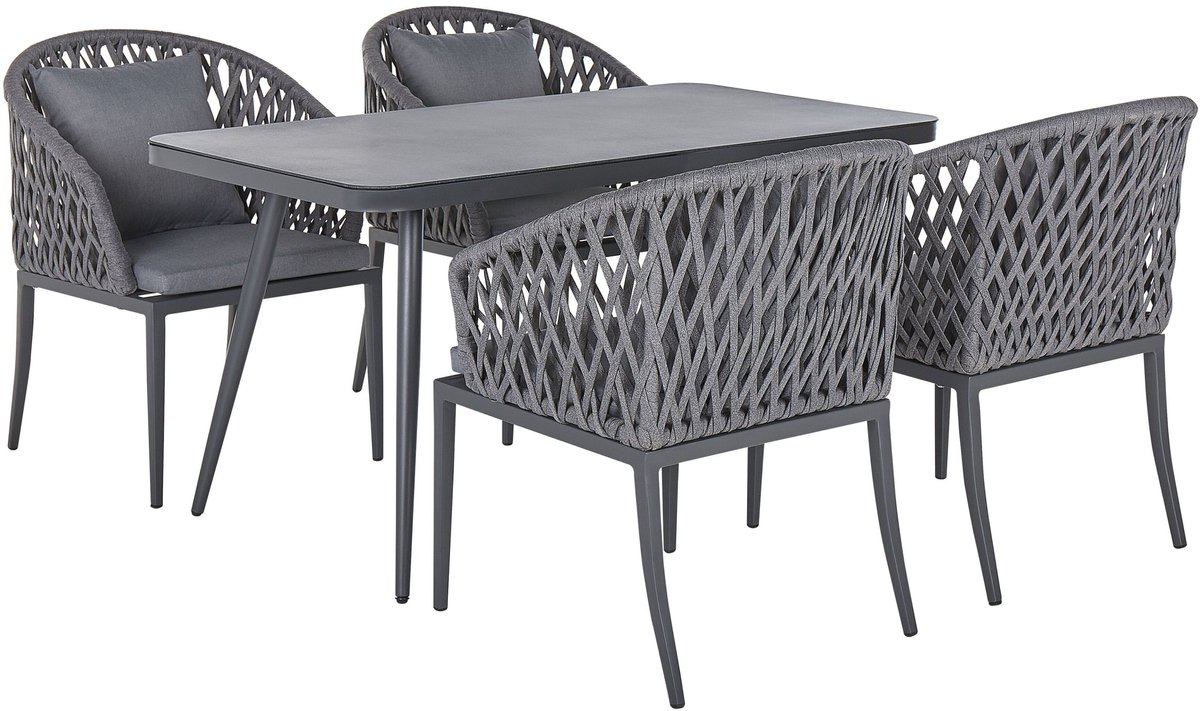 LIPARI - Tuinset voor 4 - Donkergrijs - Aluminium