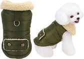 Hondenjas - Koud weer jas- Hond winterjas- Warme Hondenjas - Hond Winddichte jas - Hond Fluwelen jas - Winter dikke kleding - Bontkraag - Perfect voor honden - XXL maat - Groen