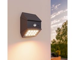 Ledvion LED Solar Wandlamp Buiten Sensor Draaibaar Zwart