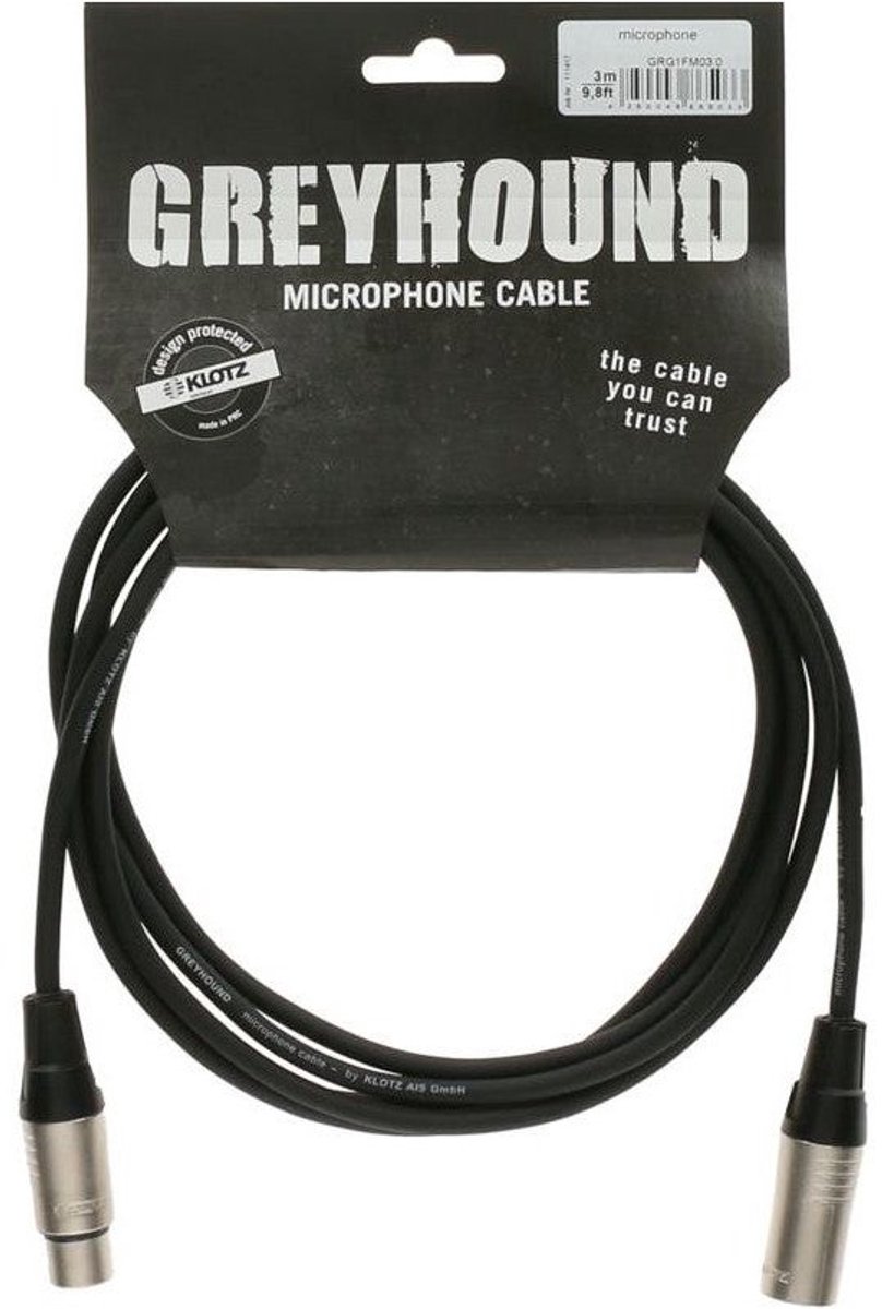 Klotz GRG1FM00.5 Greyhound XLR microfoonkabel met metalen connectoren 0.5m