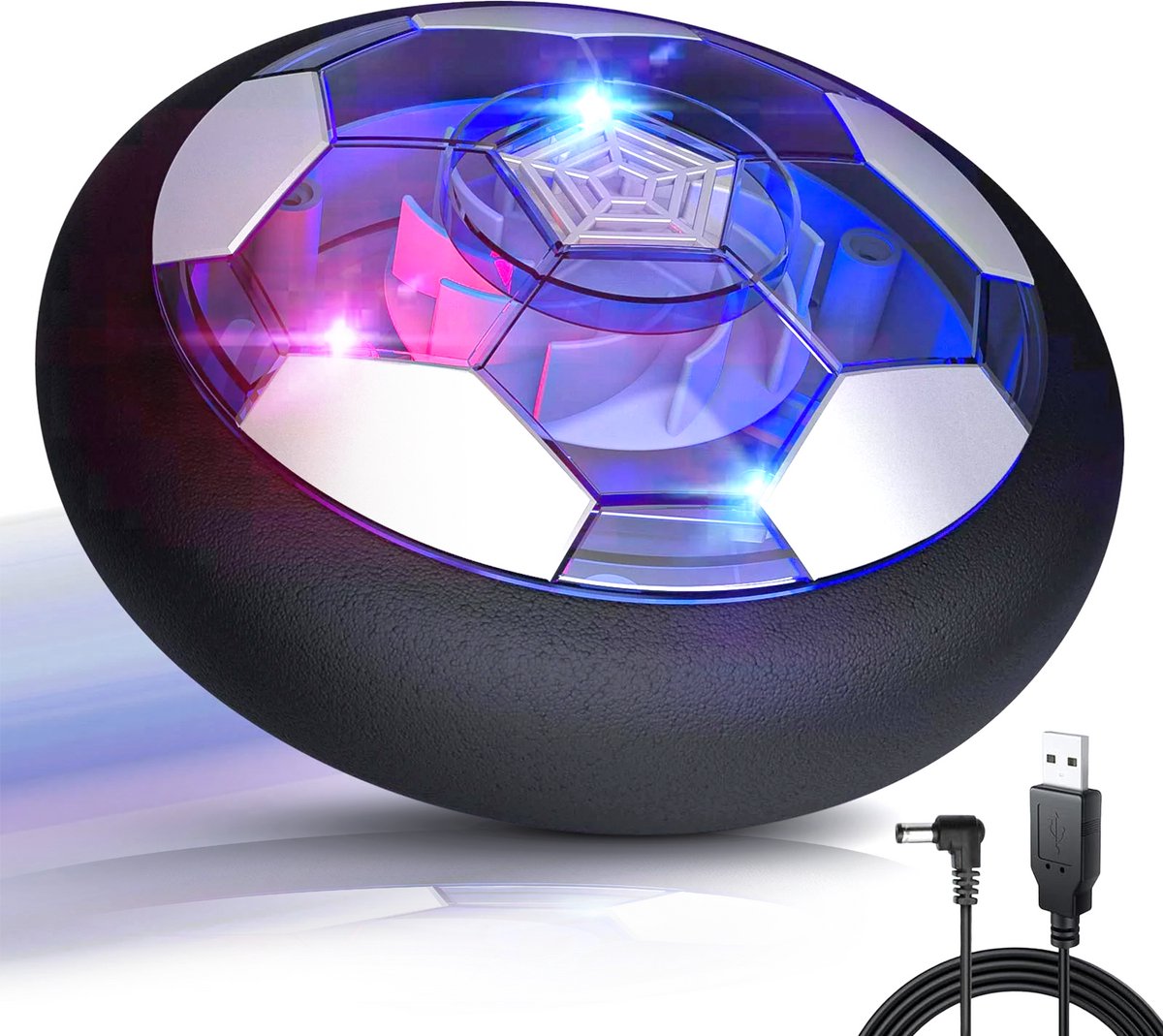 TechEssentials Hover Ball - Oplaadbaar - Led Verlichting - 18 cm - Zachte Stootrand | Indoor Voetbal - Zweef - Air Powered Soccer - Flying - Binnen - Vliegende - Cadeau