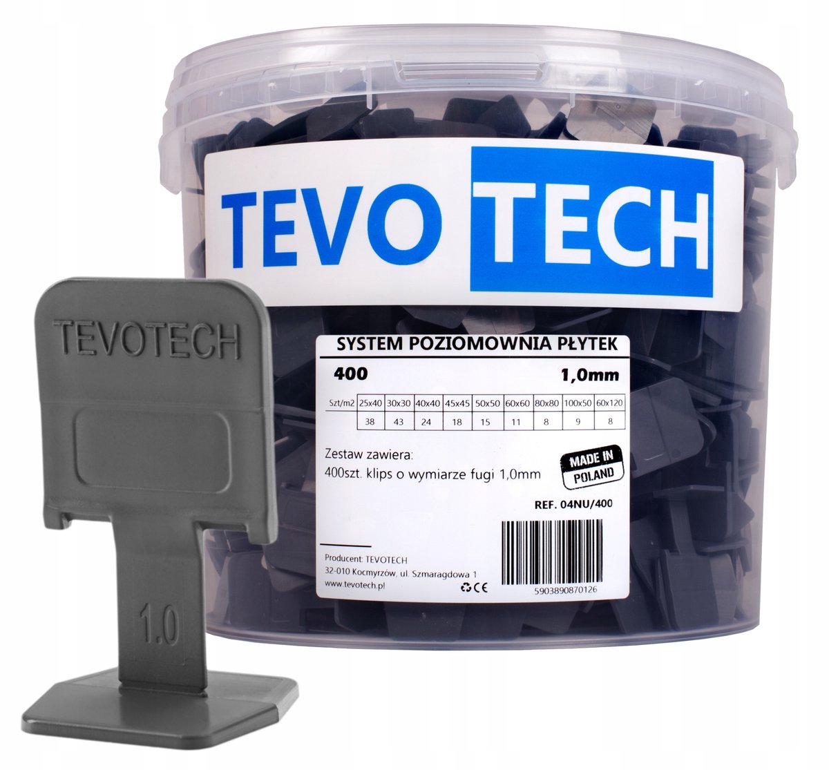 Tevotech Tegel Leveling Clips UNO 400 stuks - 1mm voeg