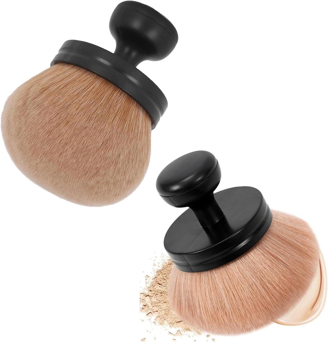 2 stuks ovale kabuki-kwasten voor zelfbruinen en make-up applicatie