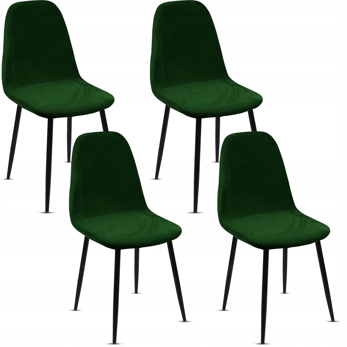4x Velours Stoelhoes Scandinavisch - Flesgroen