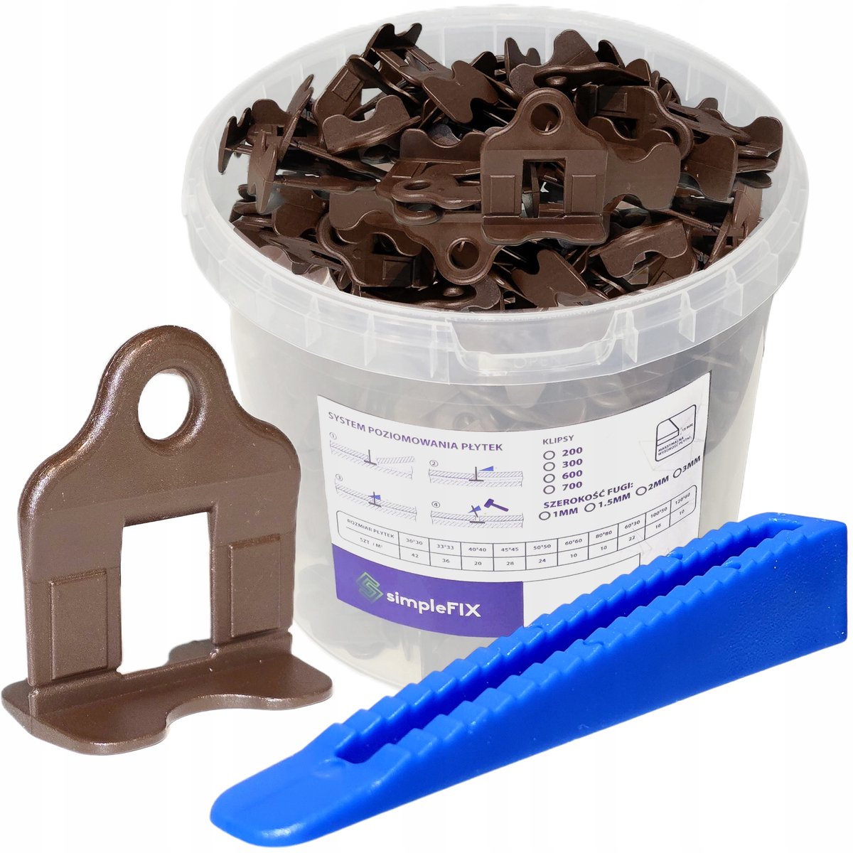 Simplefix Tegel Levelling Systeem: 500 Clips + 100 Wiggen (2mm)