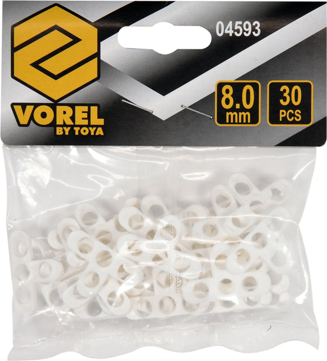 Vorel T8mm afstandskruisjes, 30 stuks