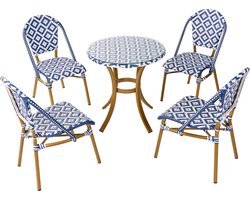 RIFREDDO - Tuinset voor 4 - Marineblauw - PE rotan