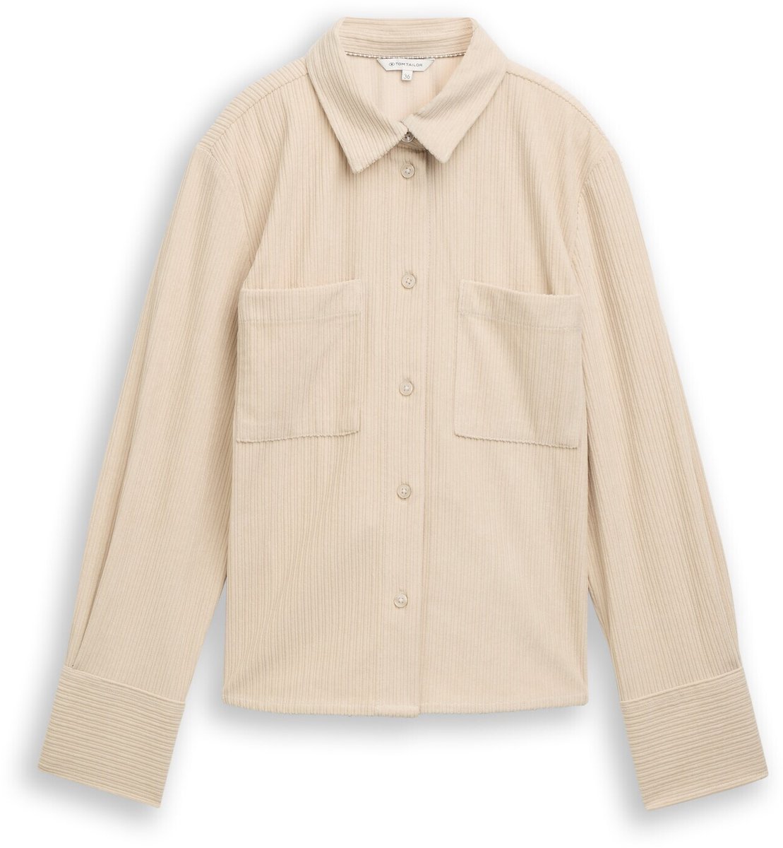 Tom Tailor - Losvallende corduroy blouse - Maat 36 - sand stone beige
