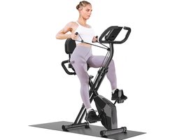 Milova Hometrainer - Fitness fiets - Inklapbaar - Met LCD scherm - Hartslagsensoren - Armweerstandbanden