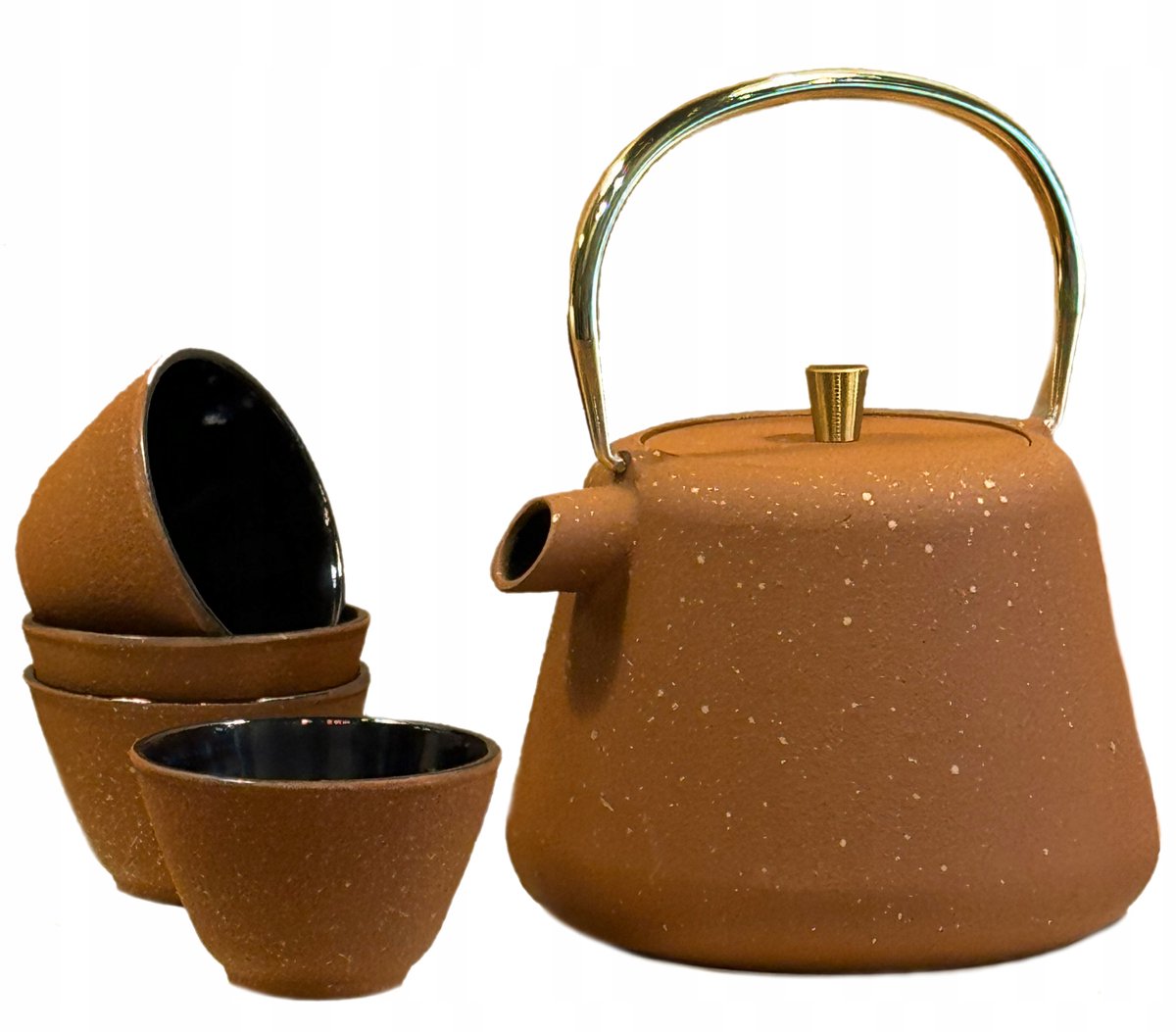 Agnes Rusty Gietijzeren Theepot Set met 4 Mokken - Uniek Design
