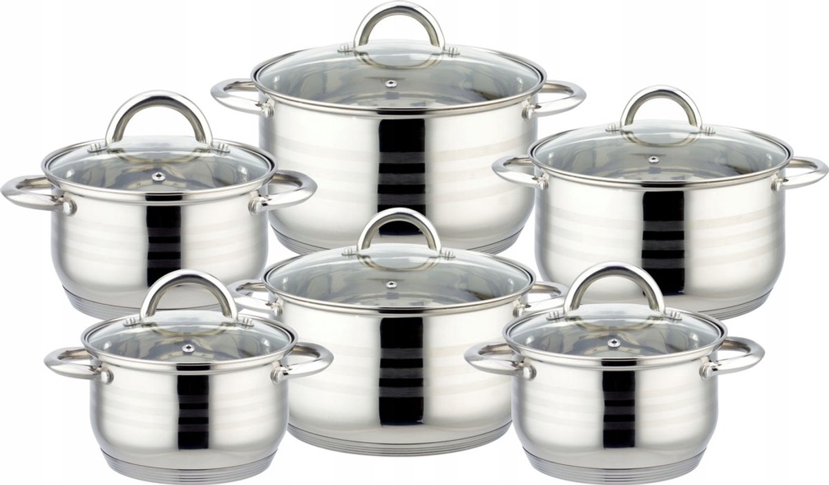 Edenberg Premium 12-delige RVS pannenset - Zilver