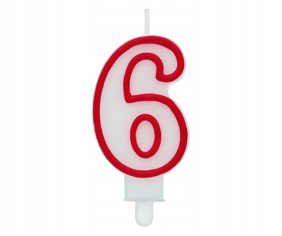 Bougie d'anniversaire numéro 6, Contour rouge, 7 cm, Décoration de gâteau
