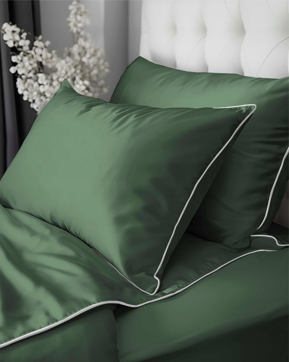 Makosatijn Beddengoed Set 220x200 Groen - Pure Collectie
