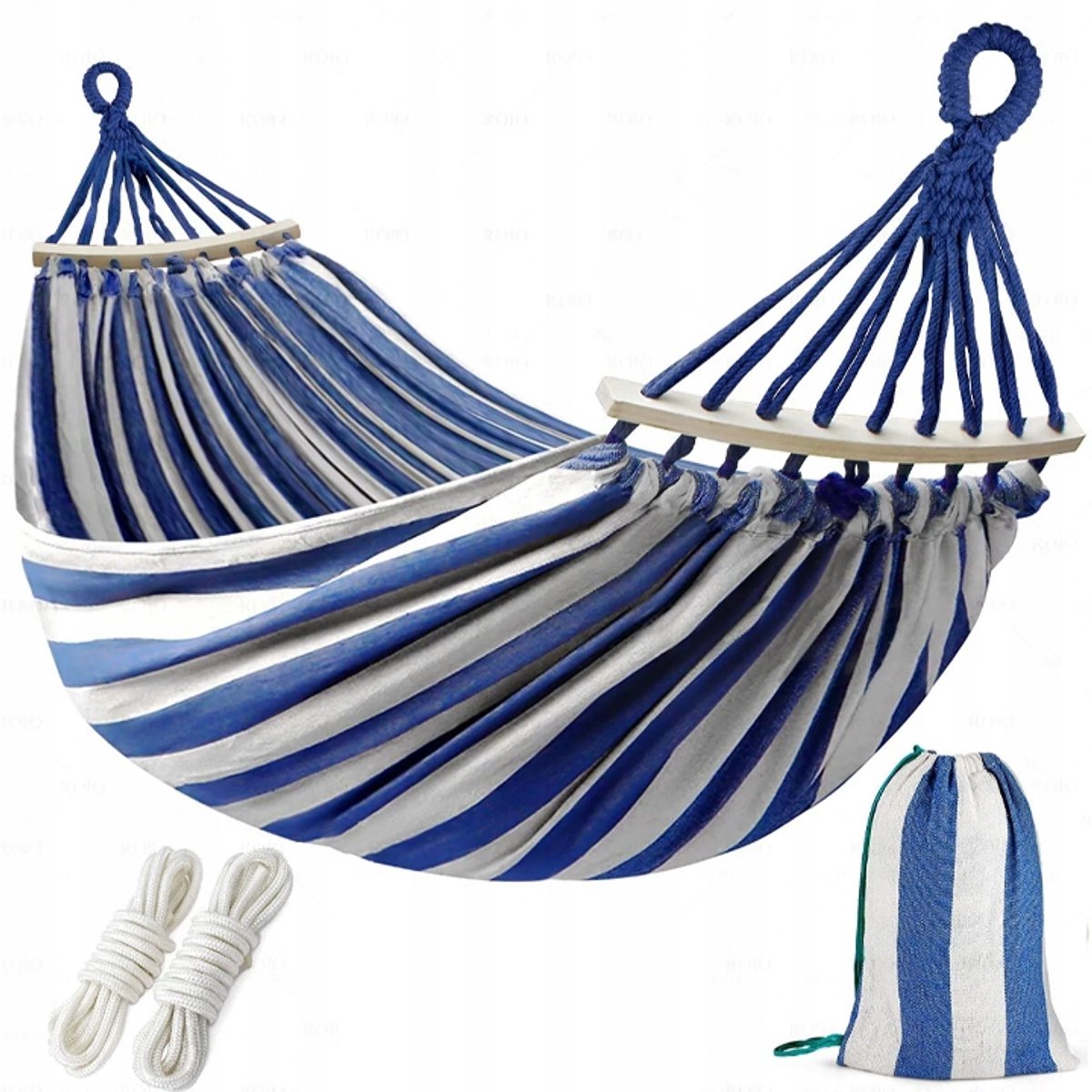 Tweepersoonshangmat met Houten Standaard - 270x150cm, 200kg