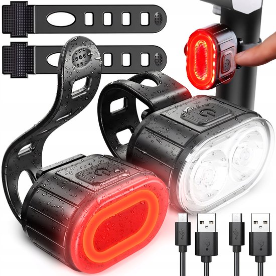 Fietsverlichting LED Voor & Achter Oplaadbaar USB - Set