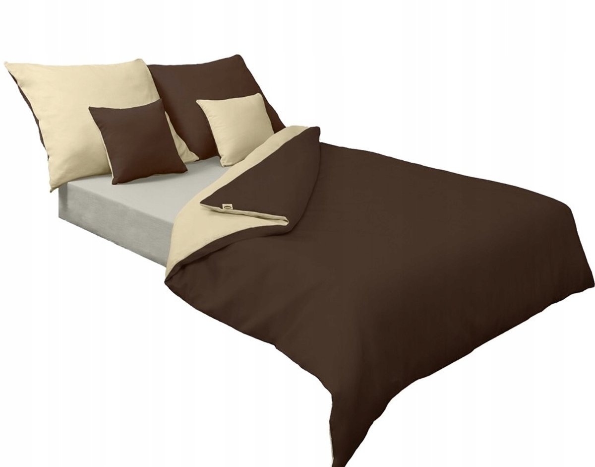 Dubbelzijdig Katoen Satijn Beddengoed 140x200cm - Beige/Bruin