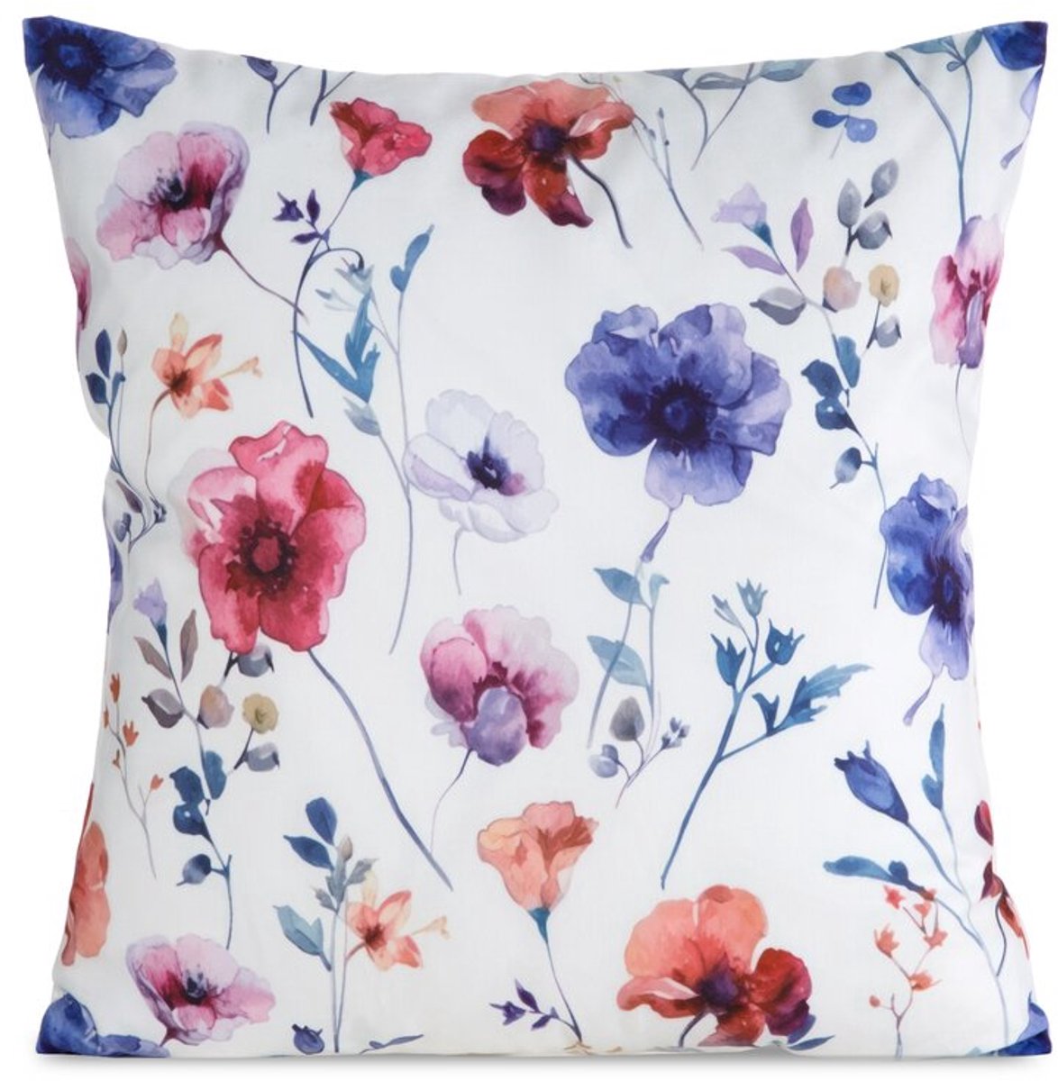 Decoratieve Kussenhoes 45x45cm Pluche Stof Bloemenprint Wit