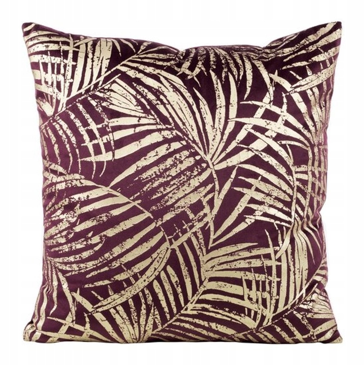 Pluche Kussenhoes Pruim Goud Bladeren 45x45 cm