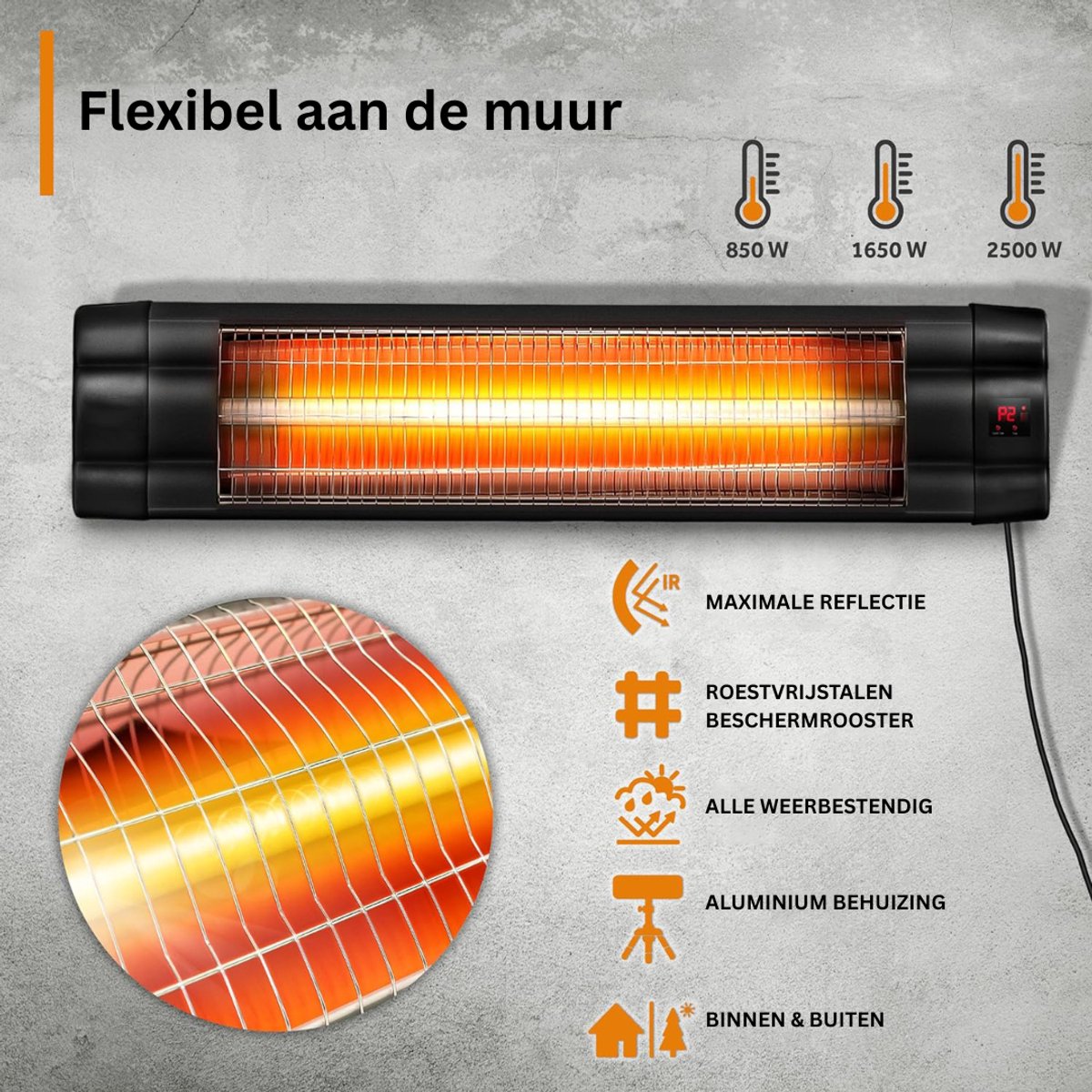 DailySupplies® Elektrische Kachel - Heater - Terrasverwarmers – foto 3