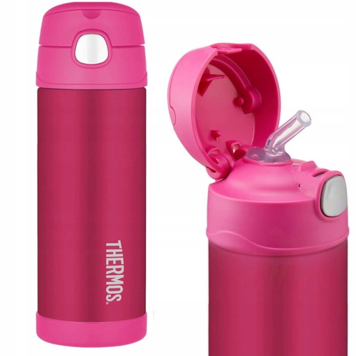 Thermos Kinder Drinkfles met Rietje - Roze, 470ml