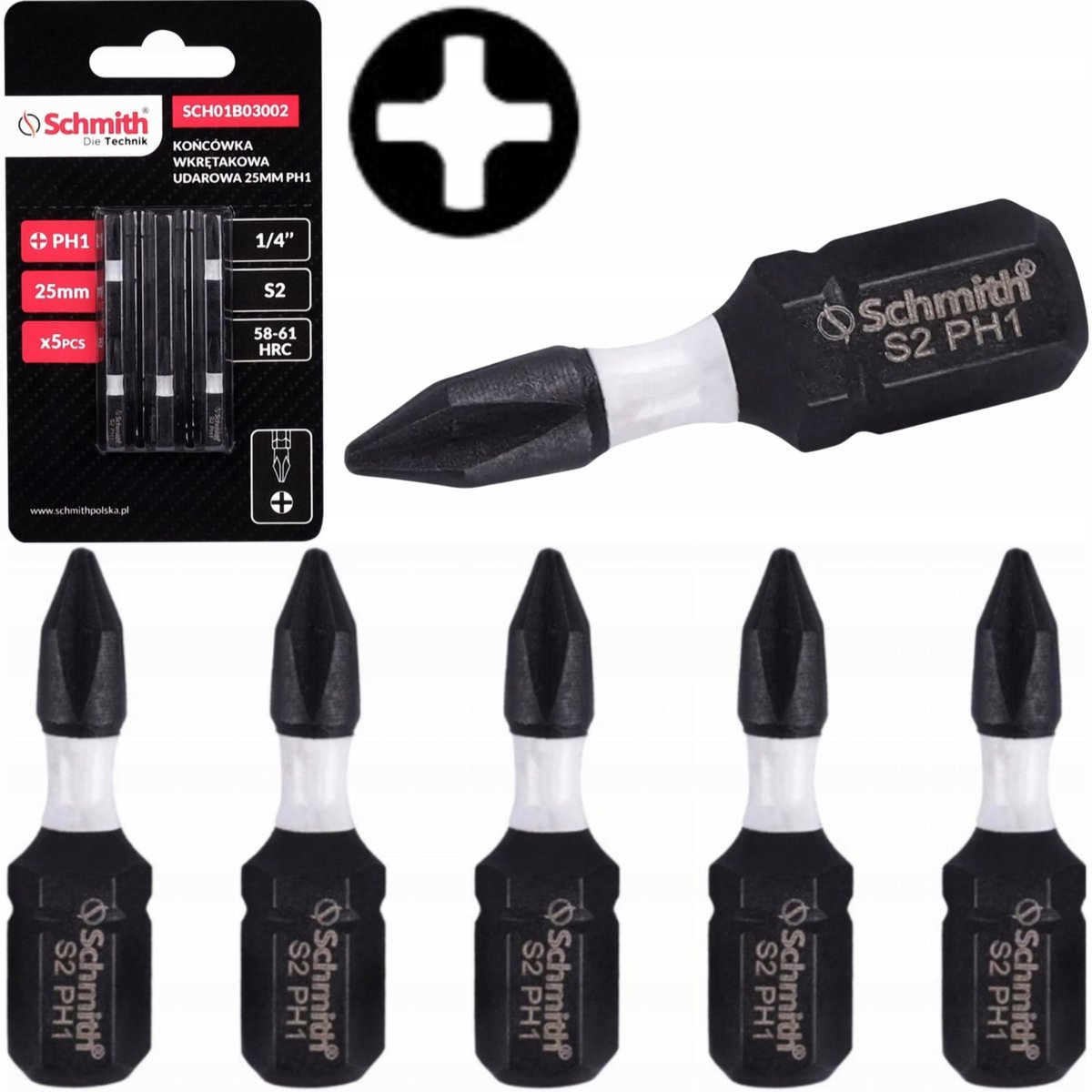 Schmith PH1 Schroefbits 25mm - 5 Stuks - Impact Bit