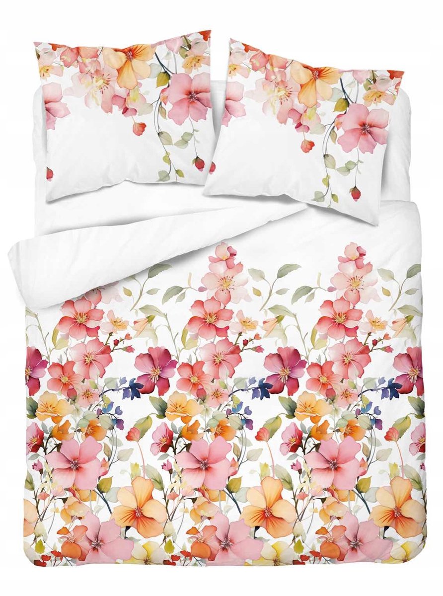 Home Satin Katoenen Dekbedovertrek Set 220x200cm - Kleurrijke Bloemen