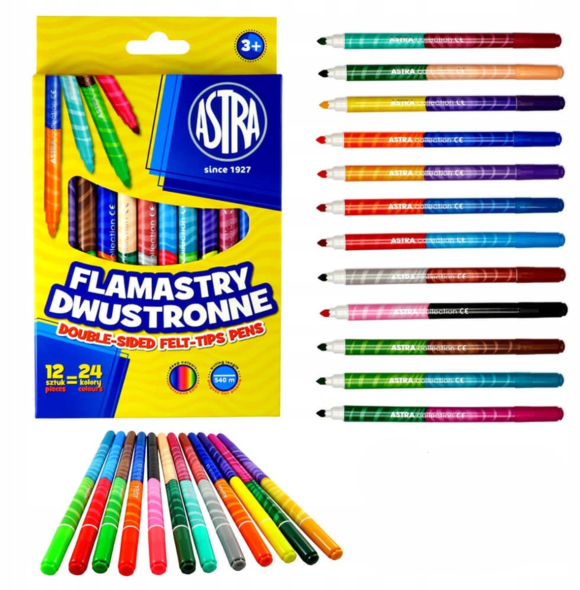 Astra dubbelzijdige markers - 12 stuks, 24 kleuren